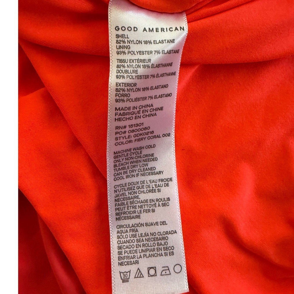 Good American Ruched Maxi Dress Womens Medium Fiery Coral Slit Bodycon - Picture 4 of 6
